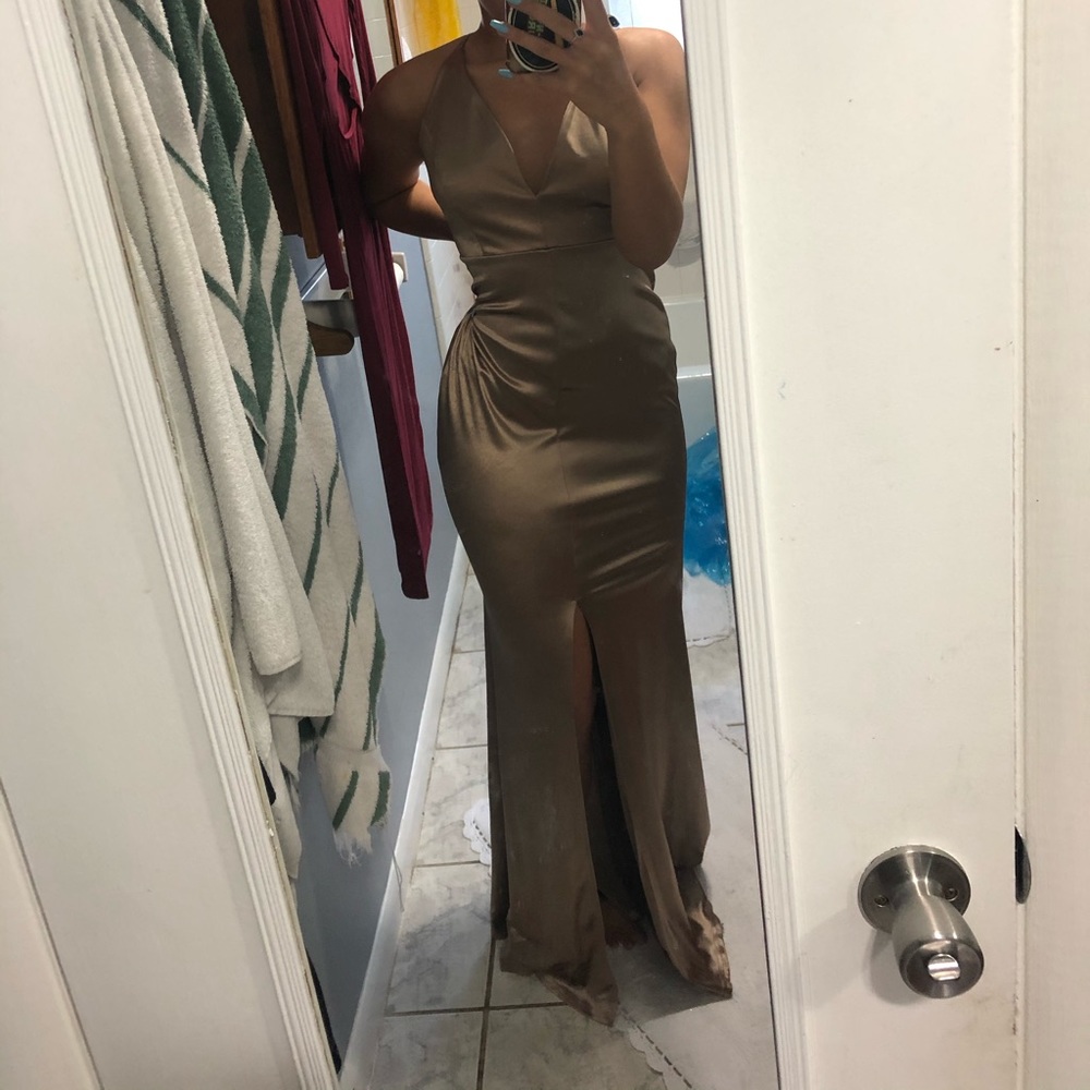 gold satin dress